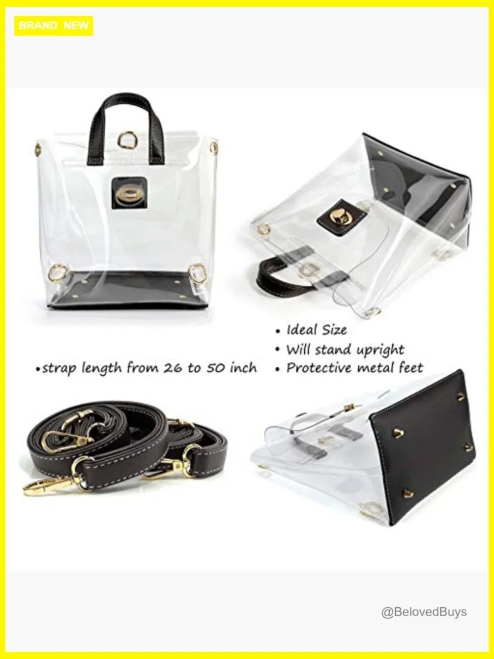Clear Convertible Backpack Crossbody Stadium Approved PVC Vegan Leather